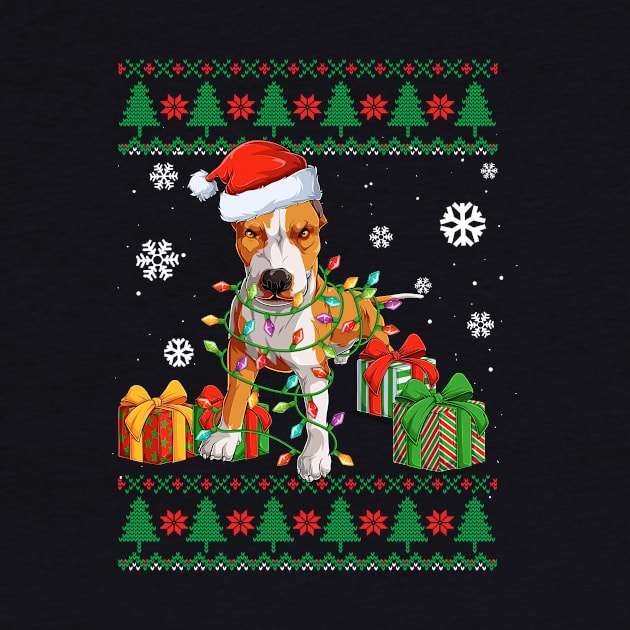 Funny Dog lover Cute Pitbull Santa hat Ugly Christmas Sweater by TeeBlade